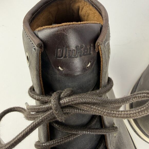 OluKai Kekaha Men’s Waterproof Leather Chukka Boots Sz 10.5 Gray 10500 main image 9